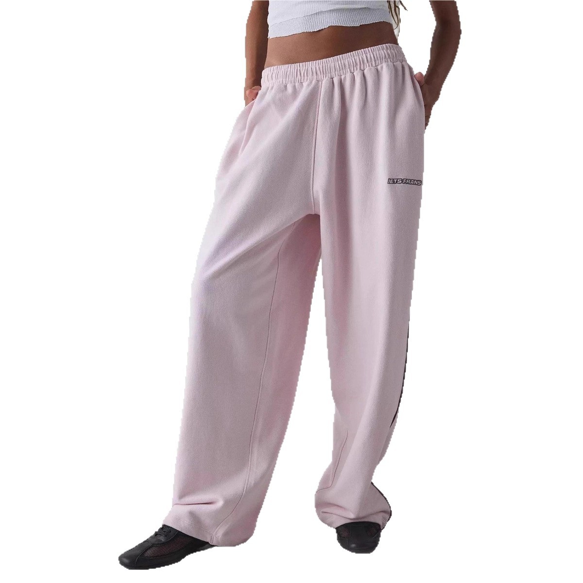 Embroidered casual loose wide-leg straight leg sweatpants 8 01