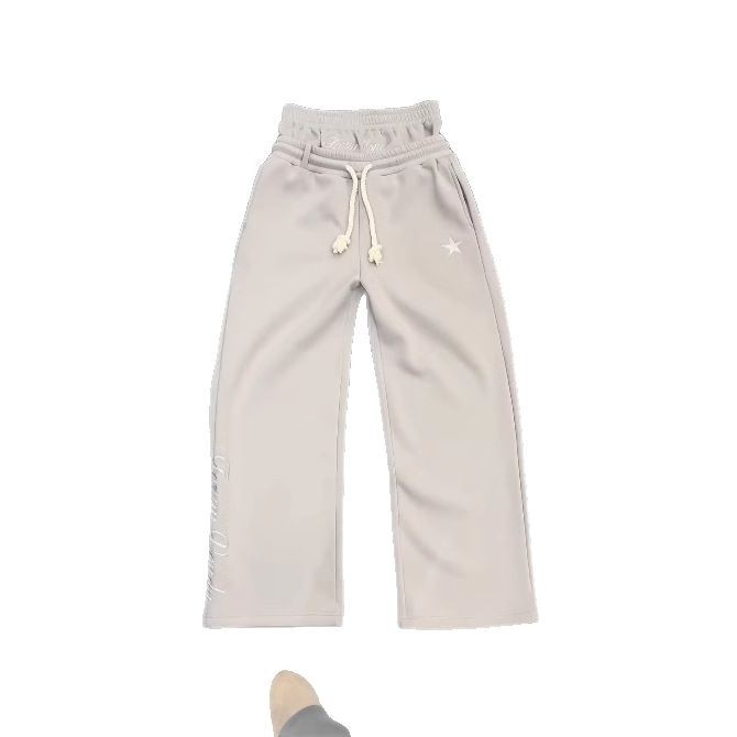 Double-waisted embroidered faux two-piece sweatpants 13