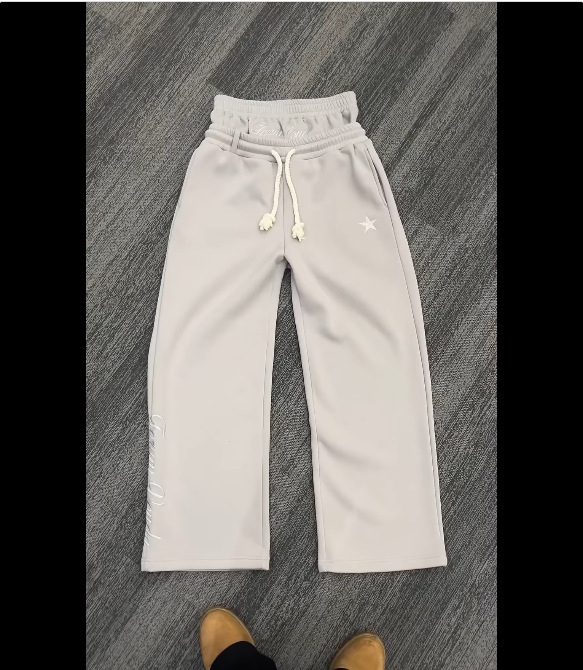 Double-waisted embroidered faux two-piece sweatpants 13