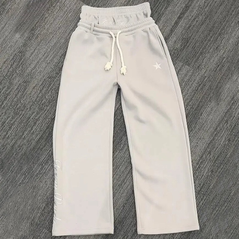 Double-waisted embroidered faux two-piece sweatpants 13