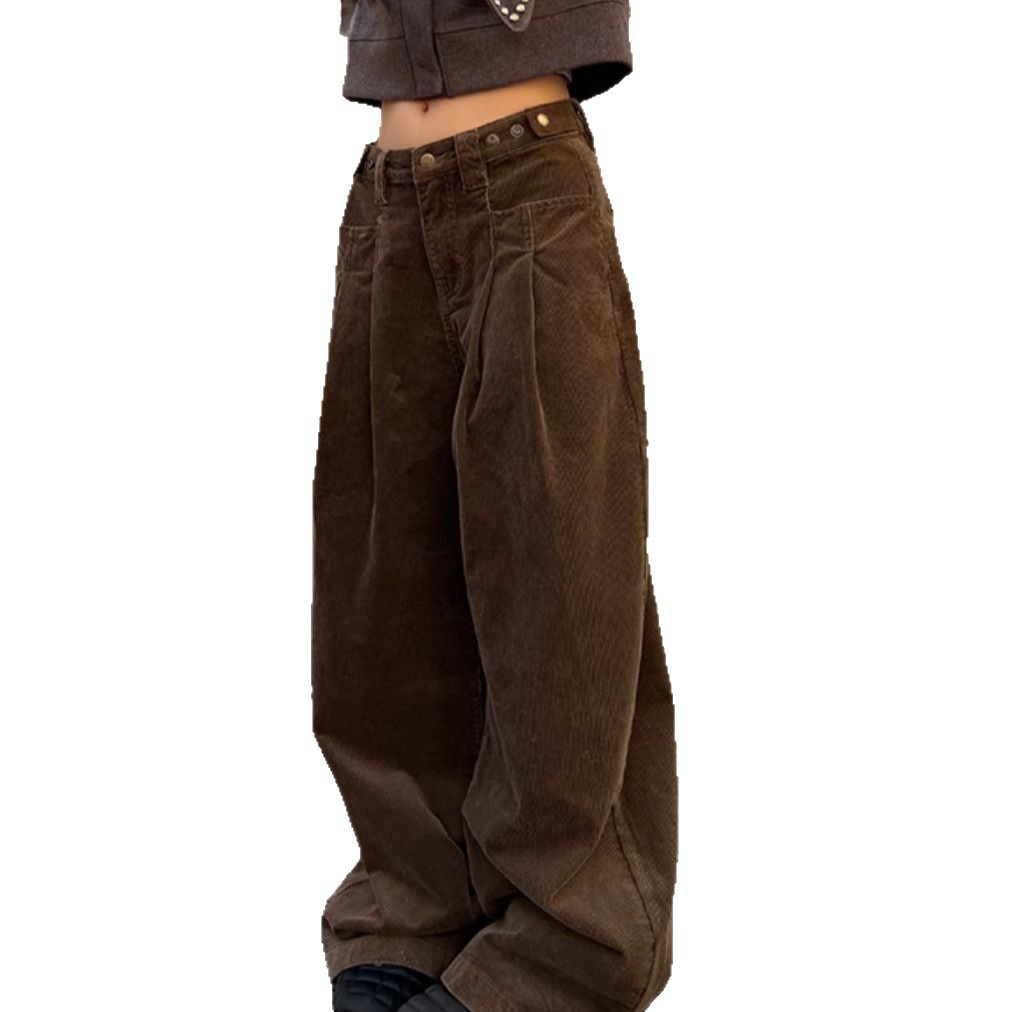 Maillard-colored corduroy pleated wide-leg pants 14 01