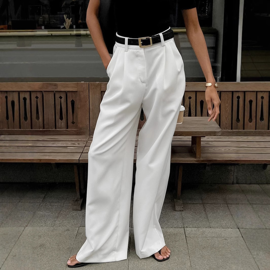 White high-waisted casual pants 12 02