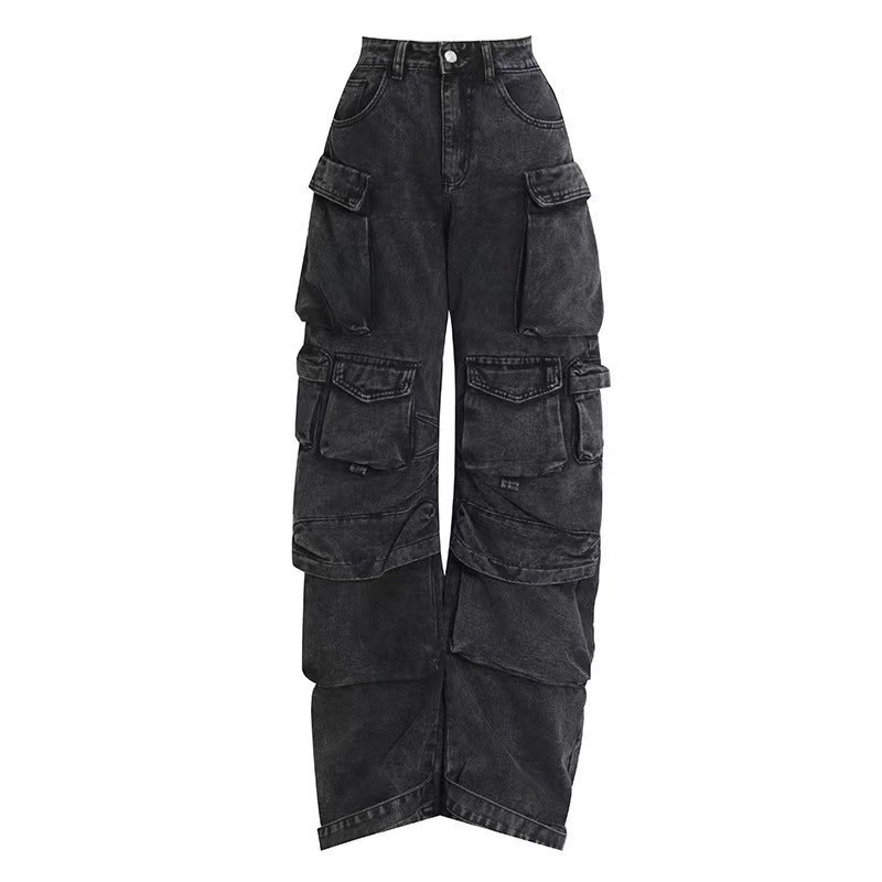 Multi-pocket cargo pants trendy hip-hop jeans 20 01