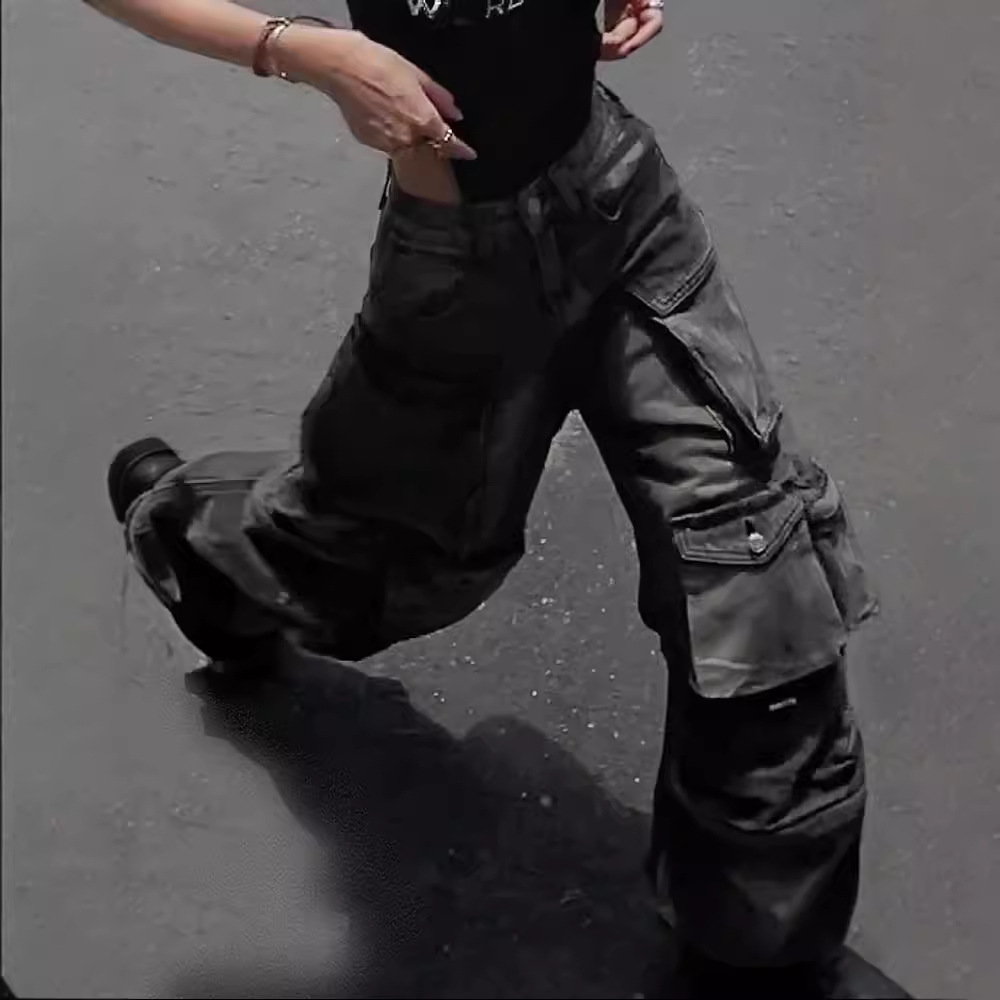 Multi-pocket cargo pants trendy hip-hop jeans 20 02