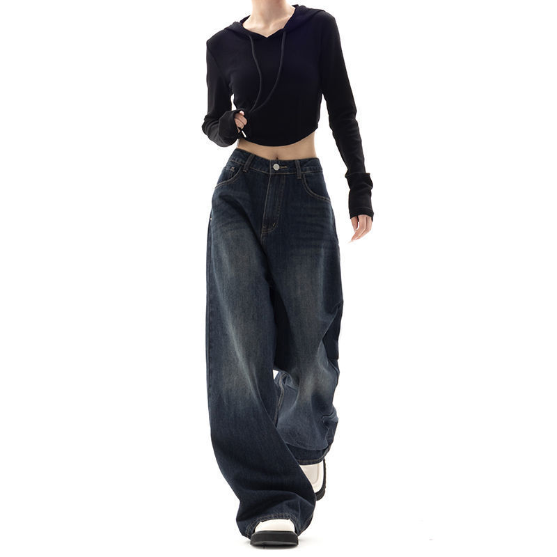 American retro denim wide-leg pants 29