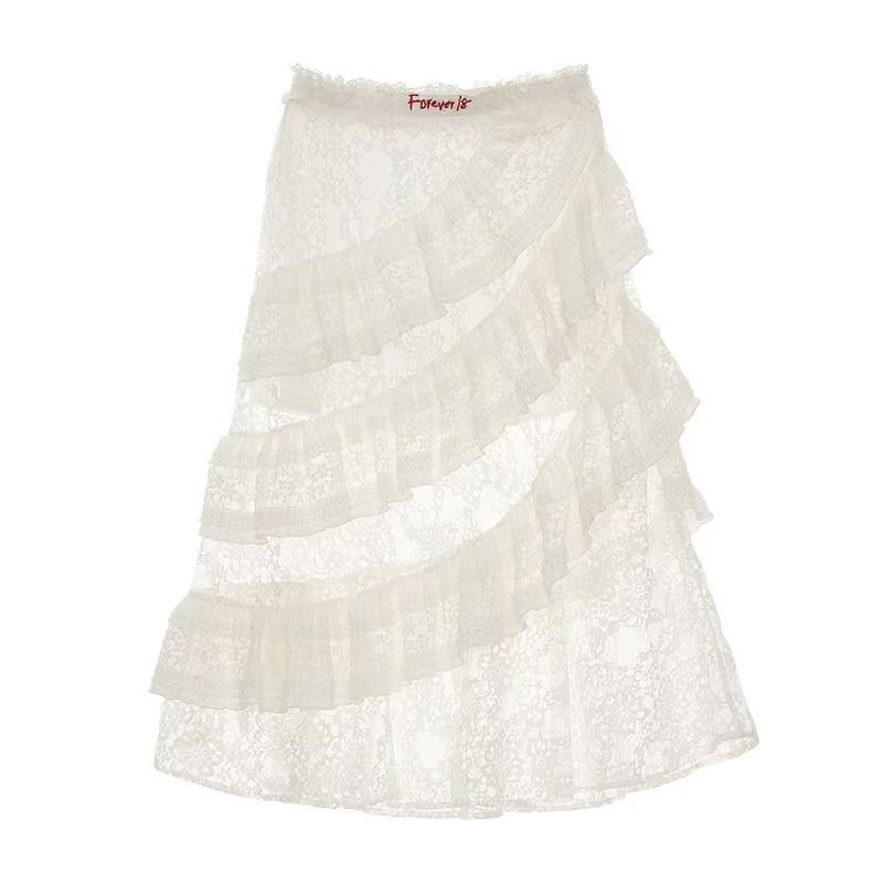 American retro lace irregular cake skirt 34