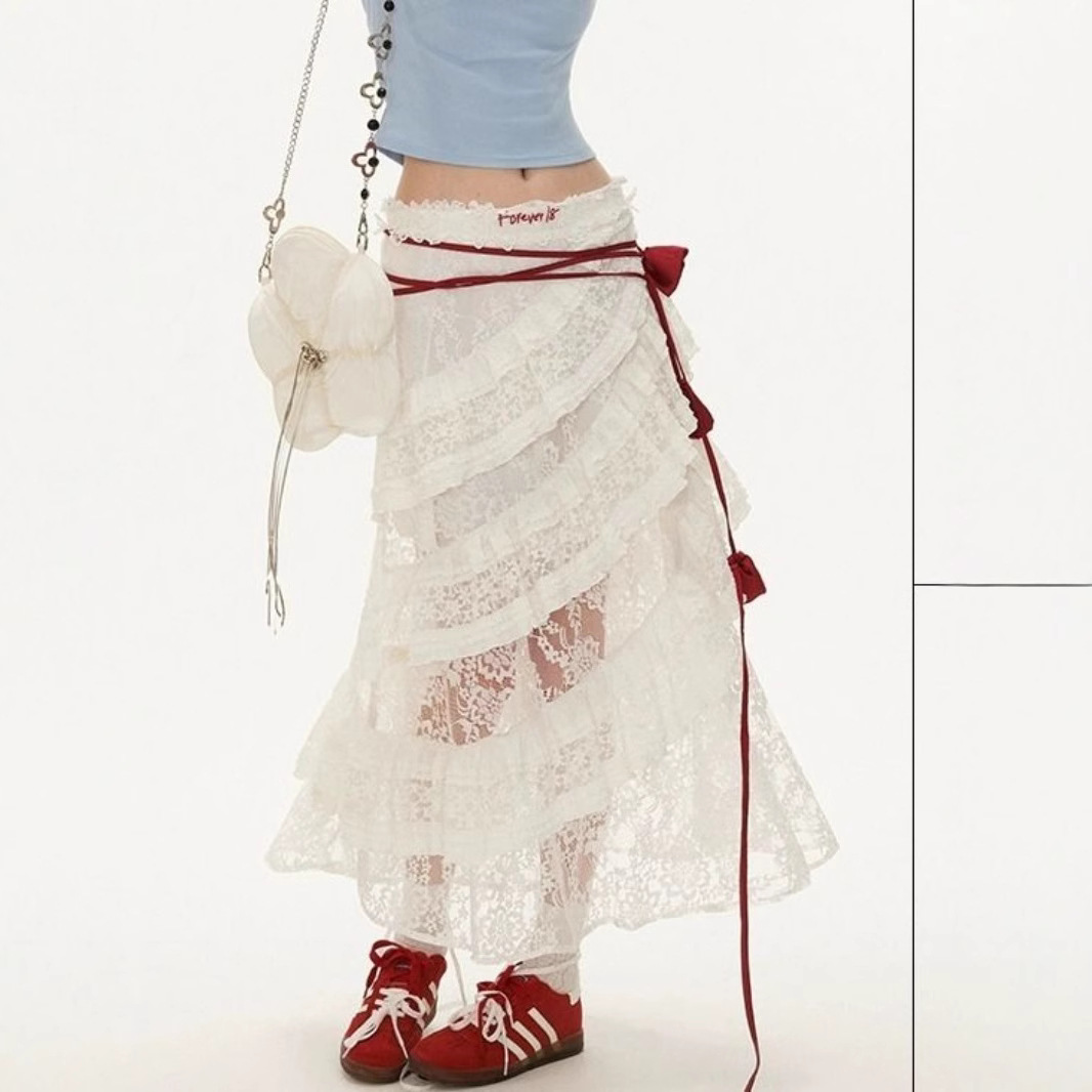 American retro lace irregular cake skirt 34
