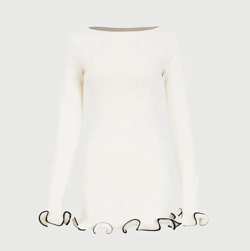 Elegant Chanel-style ruffled dress for women 37