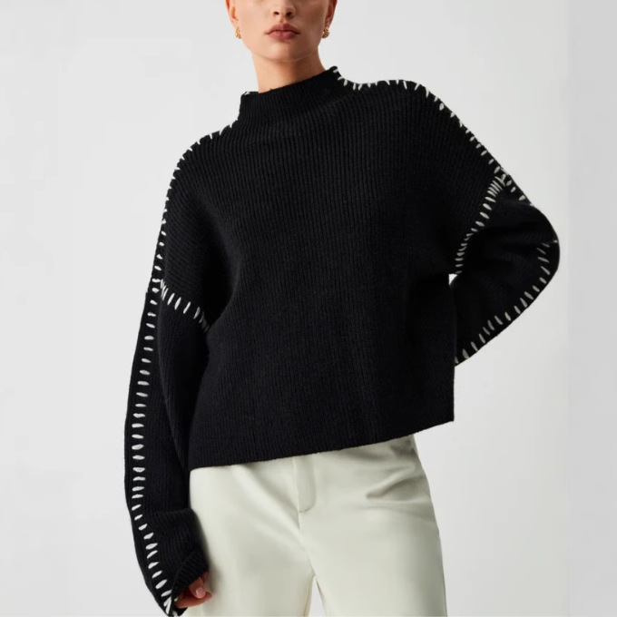 Minimalist color-blocked sweater for commuting 53