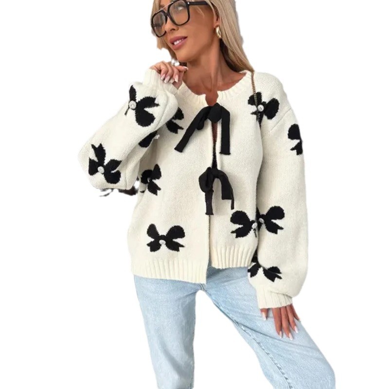 Retro-chic bow-knit cardigan 60 01