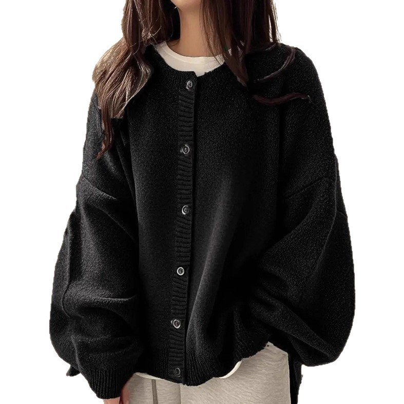 Retro-style workwear button-down solid color knit cardigan 51 01