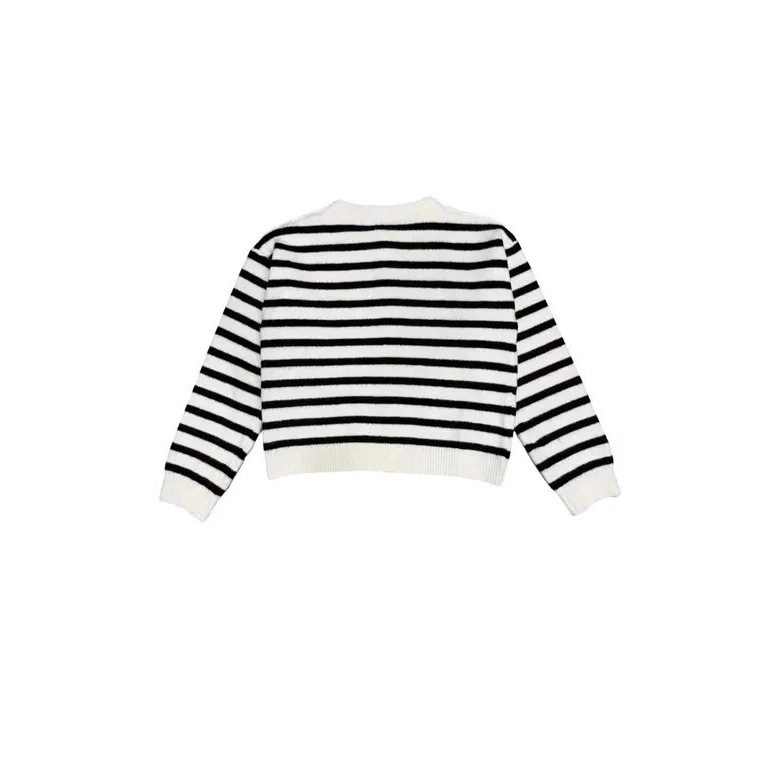 Striped color-blocked crew neck casual cardigan 49